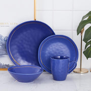 Blue Porcelain Dinnerware Set 16 Piece Service for 4 Dishwasher Safe