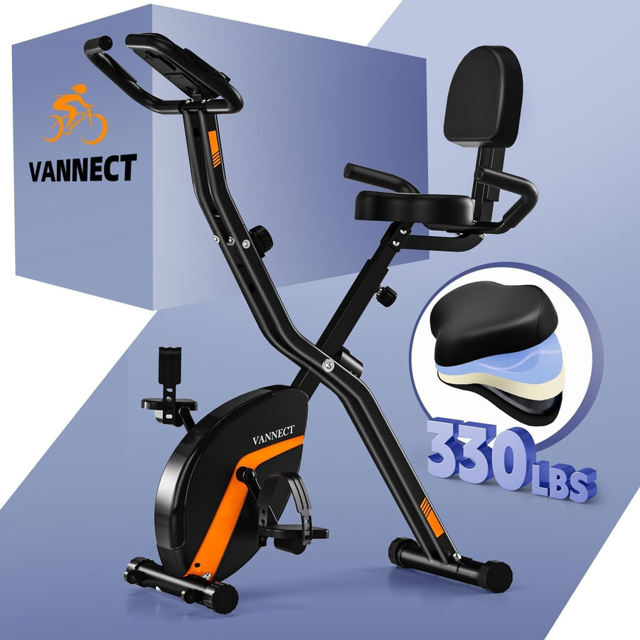 Foldable Exercise Bike 16-Level Magnetic Resistance w/ LCD & Backrest Seat