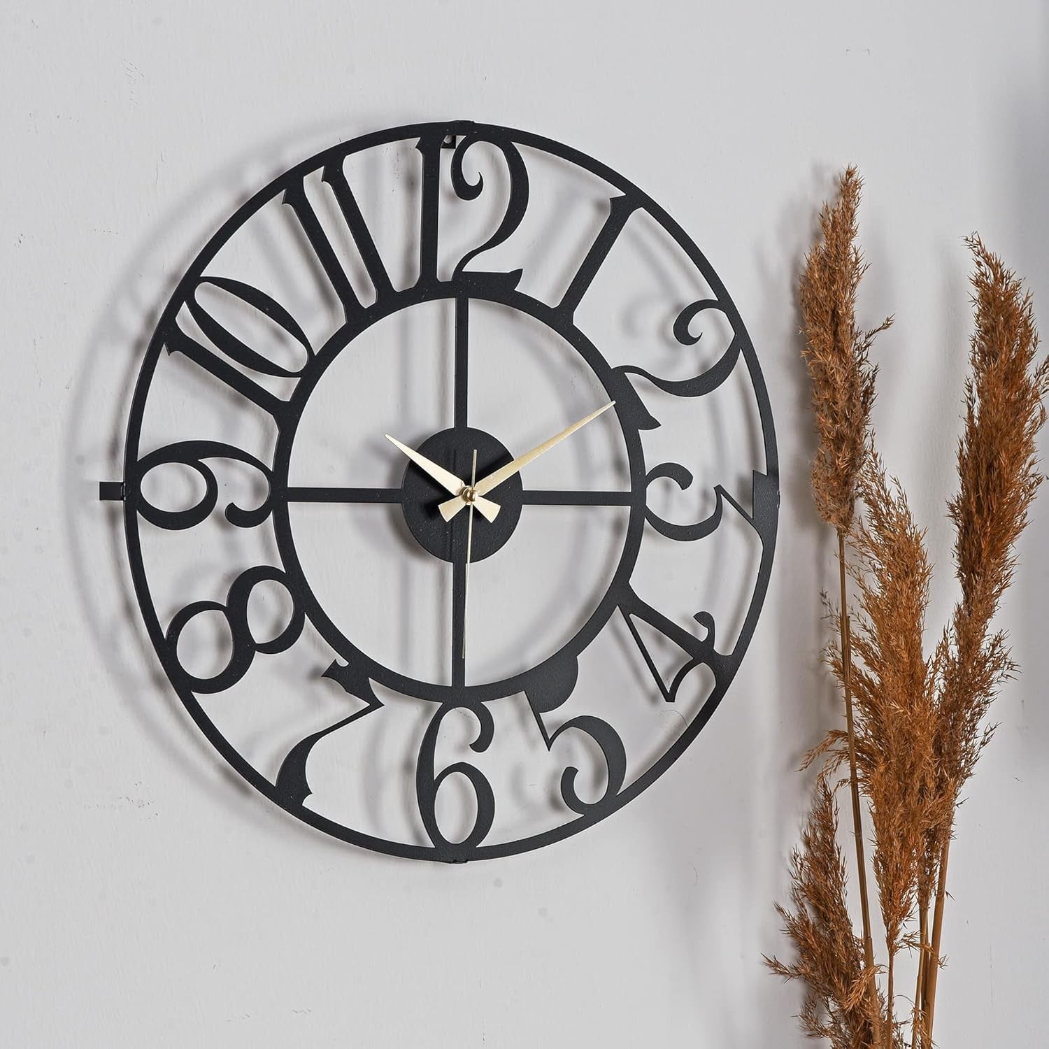 50cm Large Metal Wall Clock Modern Silent Quartz Open Face Round Home Decor