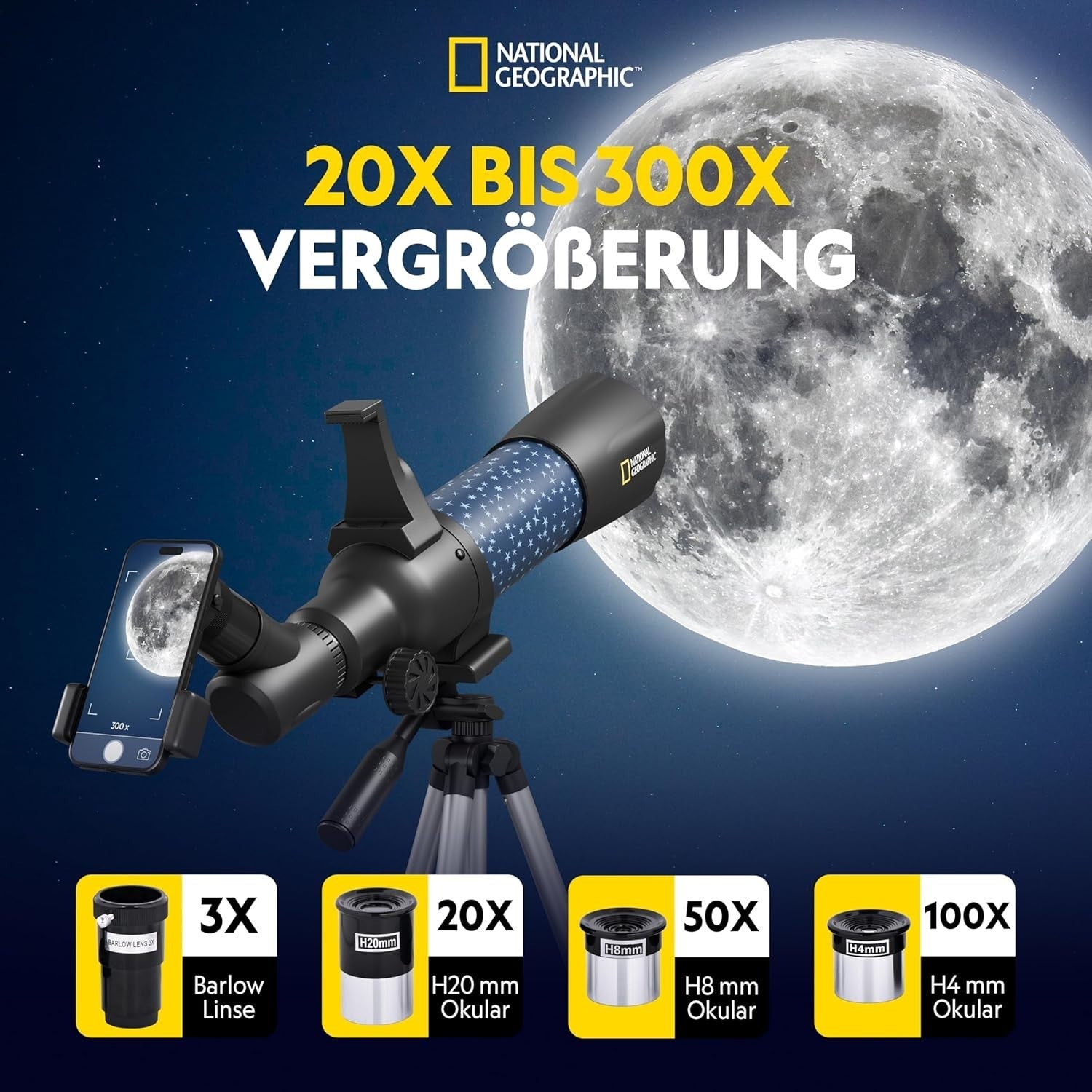 Children's Smart AR Telescope 70mm 20X-300X Astronomy Kit Blue Tripod