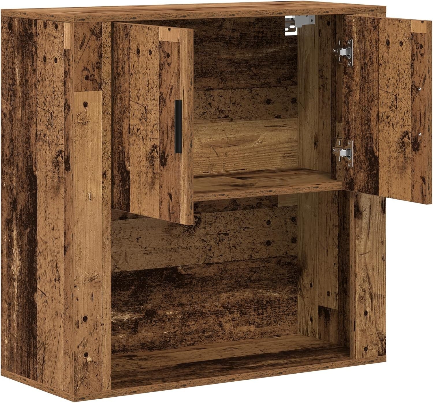 Rustic Reclaimed Wood Cabinet 2-Door Storage Unit for Bedroom & Living Room