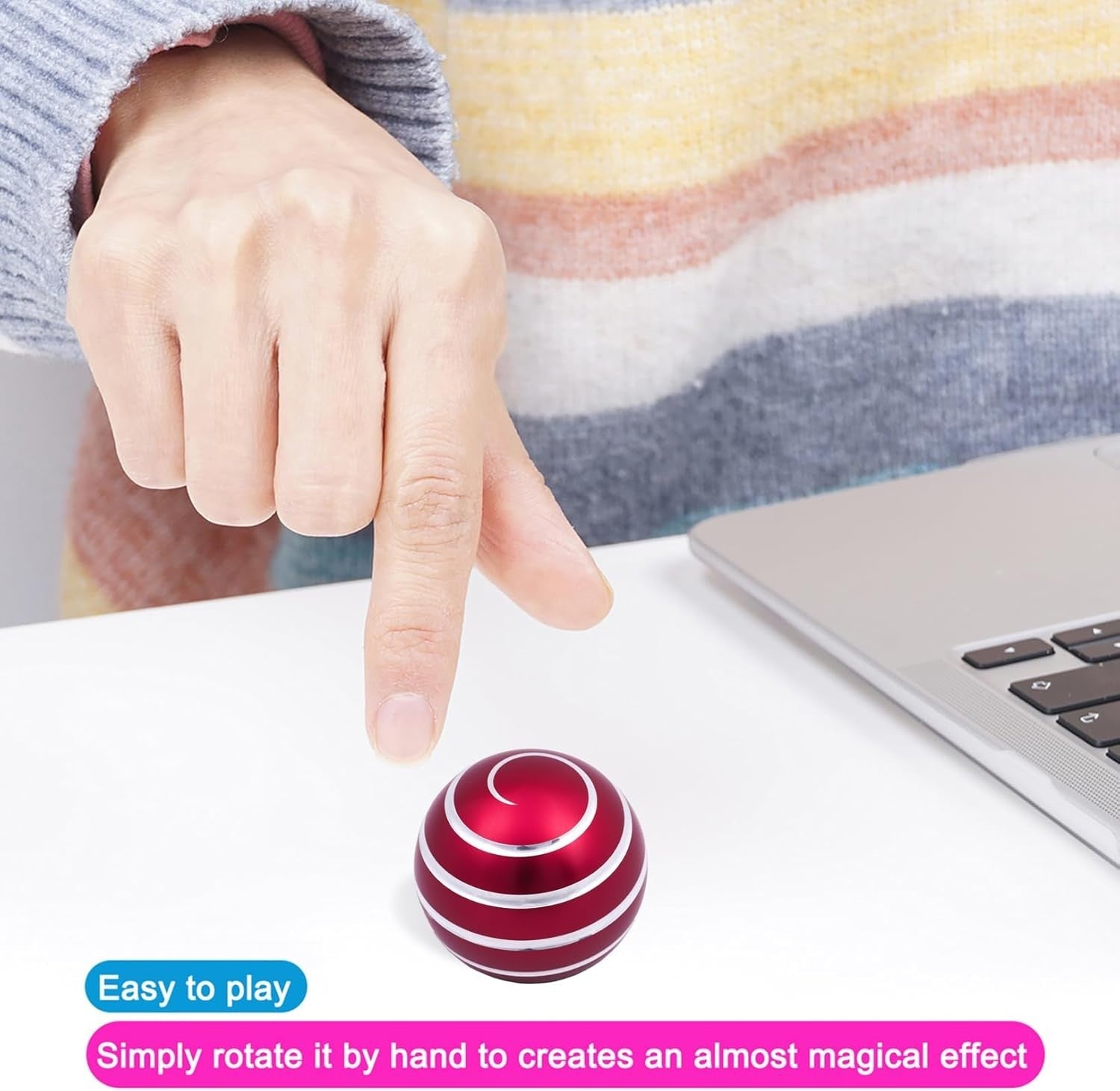 Red Metal Kinetic Desk Toy Optical Illusion Stress Relief Fidget