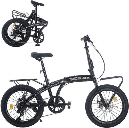 20” Folding Bike 7-Speed with Carrier Lightweight Aluminum Frame Adults