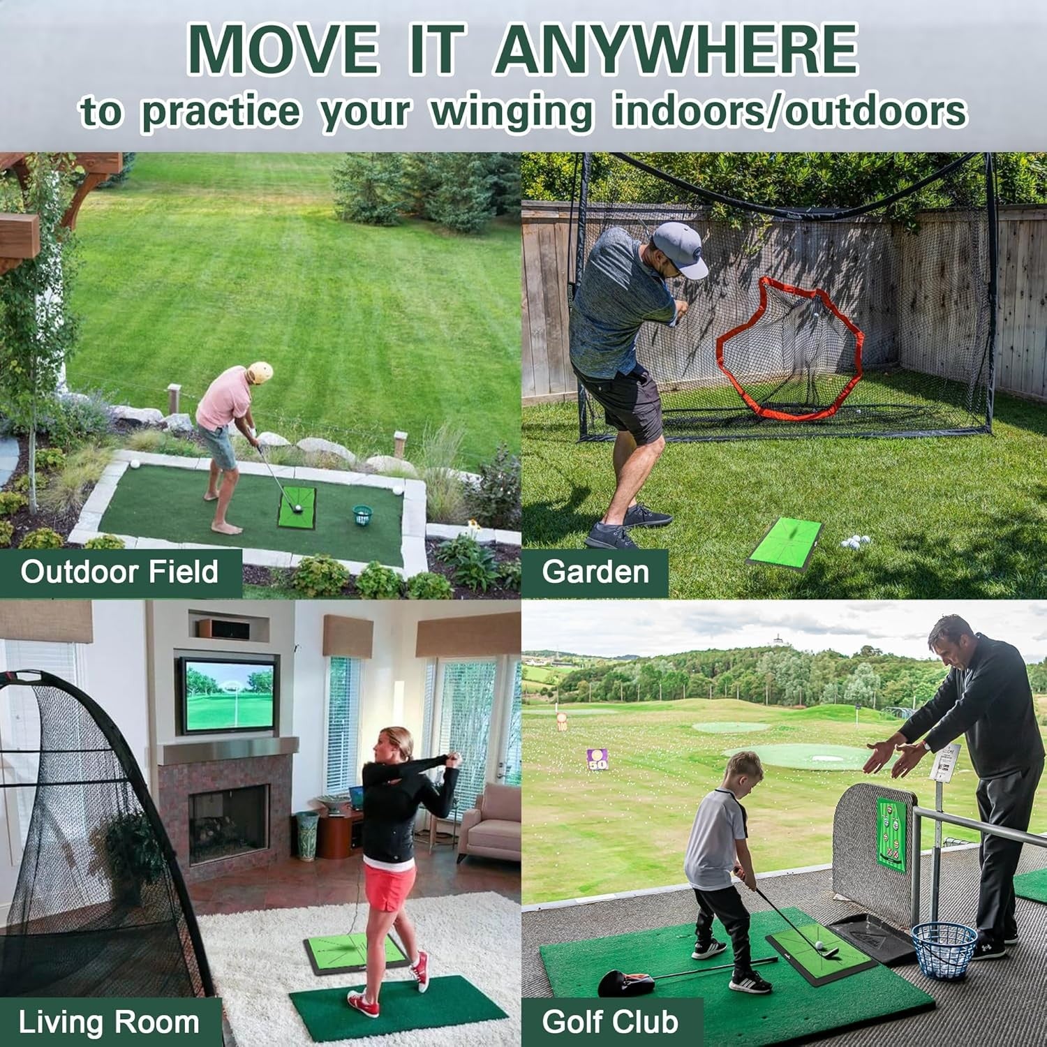 Golf Training Mat Swing Path Practice Mat with Impact Feedback