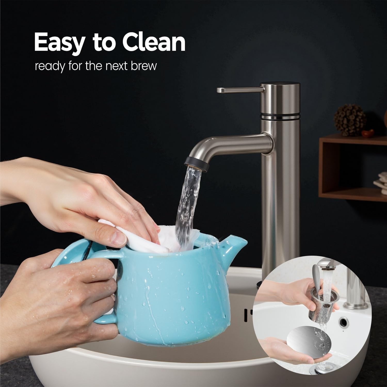 600ml Porcelain Teapot with Infuser & Coaster Sky Blue Tea Pot Set