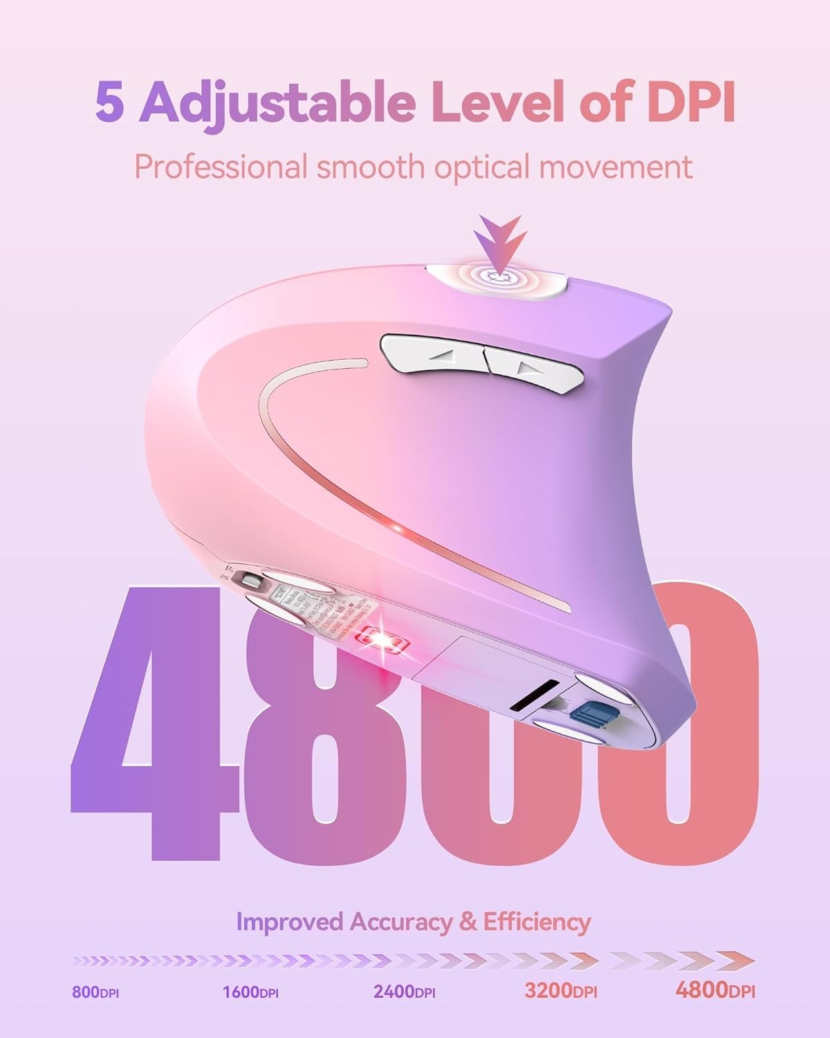 Vertical Ergonomic Wireless Mouse 4800DPI Silent 6 Button USB PC