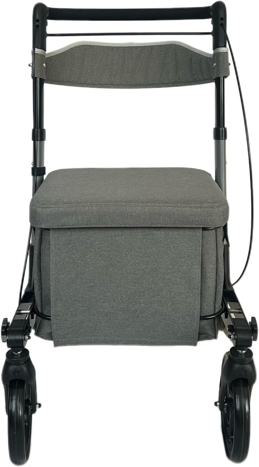Mobility Walker Rollator with Seat Shopping Trolley Adjustable 4 Wheel