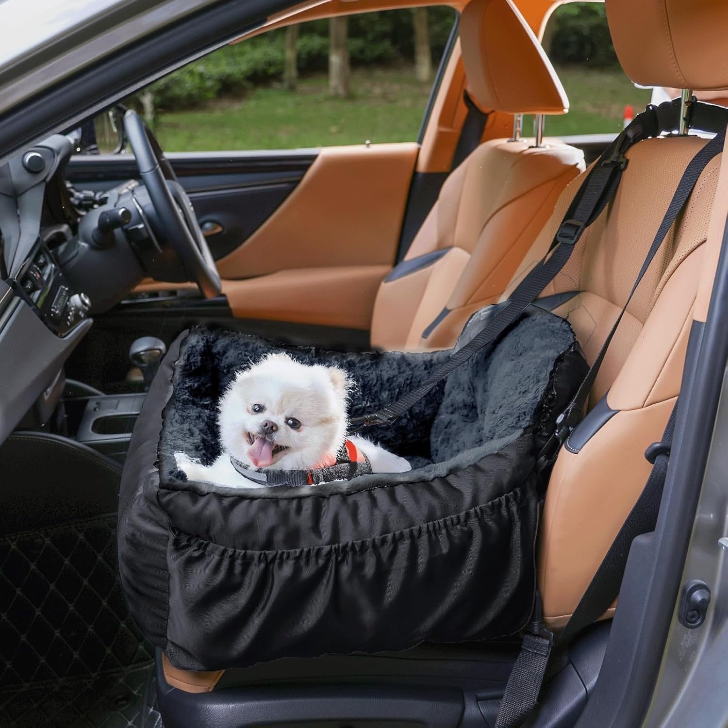 Luxury Dog Booster Car Seat Memory Foam Travel Bed Washable Black