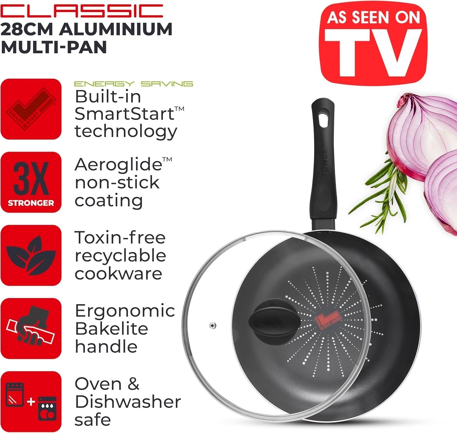 28cm SmartStart Multi-Pan with Lid, Non-Stick, Easy Clean, Oven Safe, PFOA-Free