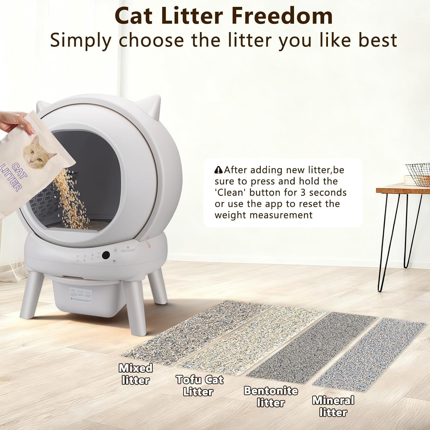 XL Self Cleaning Cat Litter Box App Control Auto Odor Removal 65L