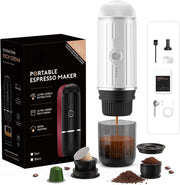Portable 12V Espresso Maker Travel Coffee Machine 19Bar Self-Heating White Color