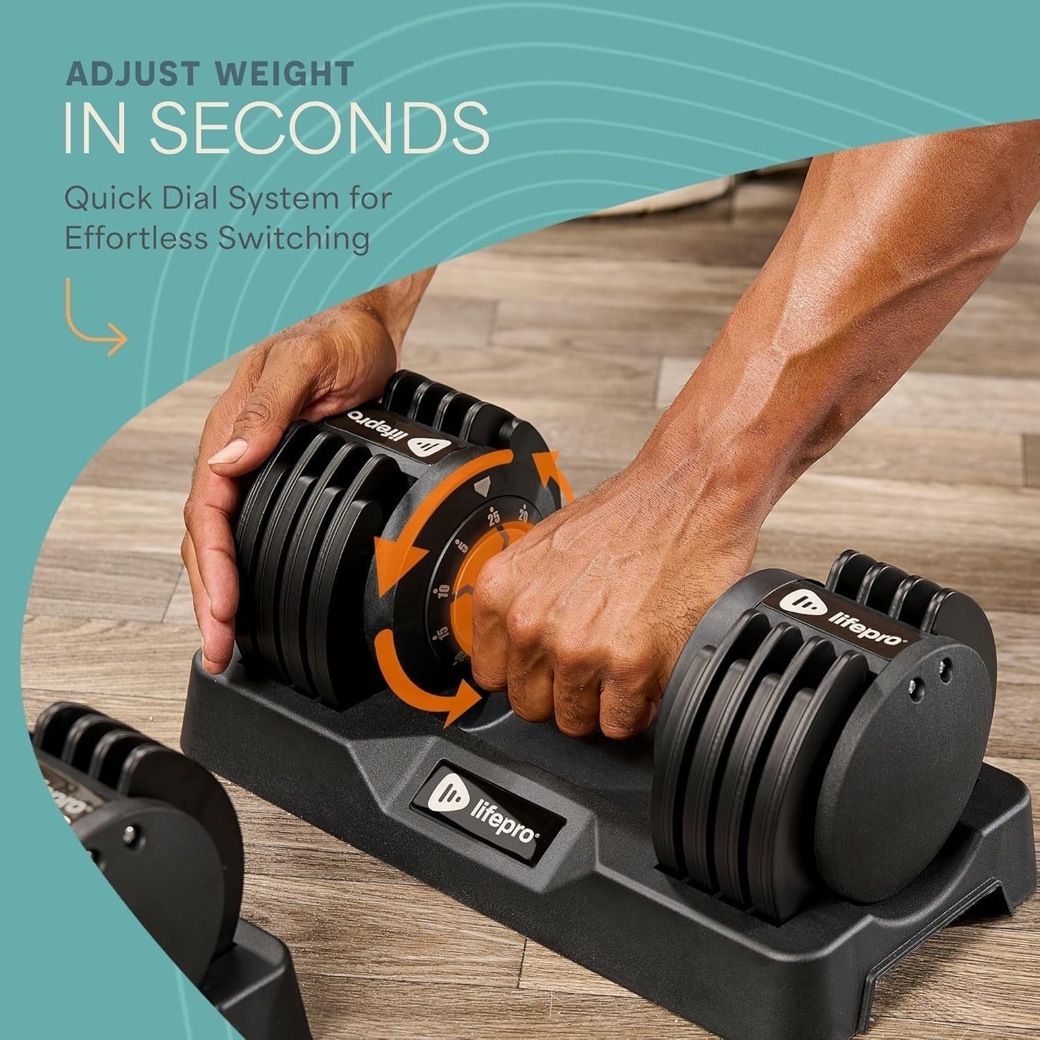 Adjustable Dial Dumbbell Set Quick Change Rotating Weights Compact Home Gym