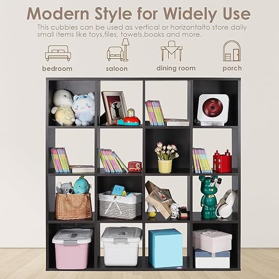 16 Cube Bookcase Storage Unit Shelving Display Cabinet for Living Room Office