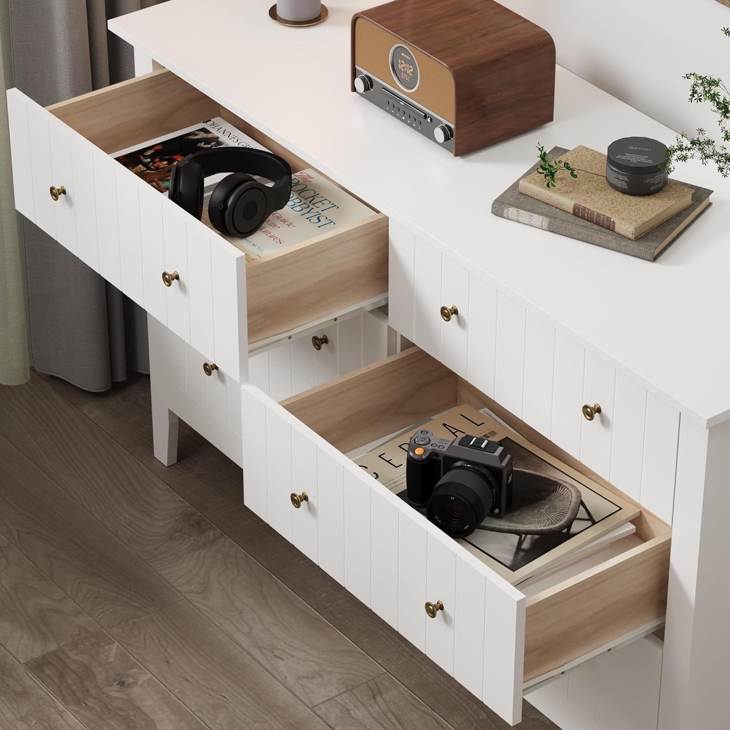 White 6 Drawer Chest Sideboard Wooden Storage Cabinet Bedroom Organizer