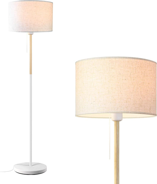 Floor Lamp Living Room Tall Standing Light Linen Shade Modern Reading Lamp