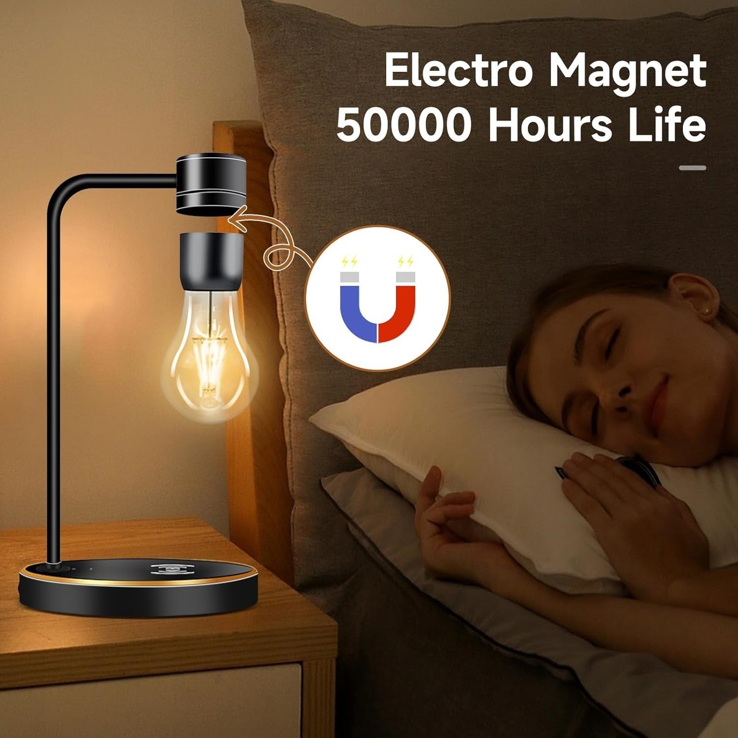 Magnetic Levitating LED Lamp with Wireless Charger, 360° Rotating Desk Light
