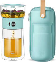 One Touch Tea Brewer 270ml Glass Infuser Mug Set with Carry Case