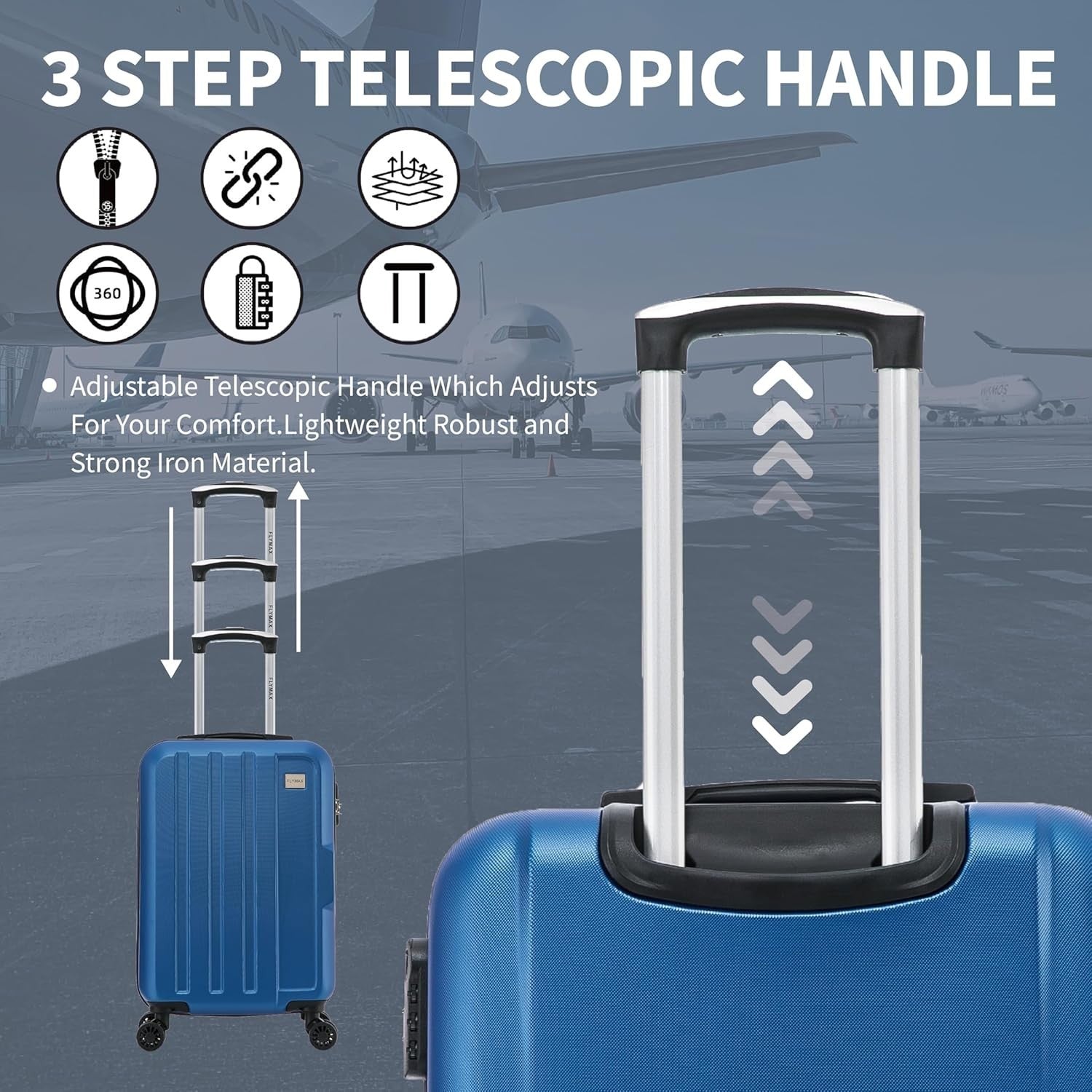 Medium Hold Luggage Case 24 Inch ABS Hard Shell Ultra Light 4 Wheel Spinner