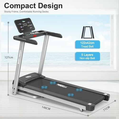 Folding Bluetooth Treadmill 14km/h 15-Level Incline 2.5HP App Kinomap Zwift Home