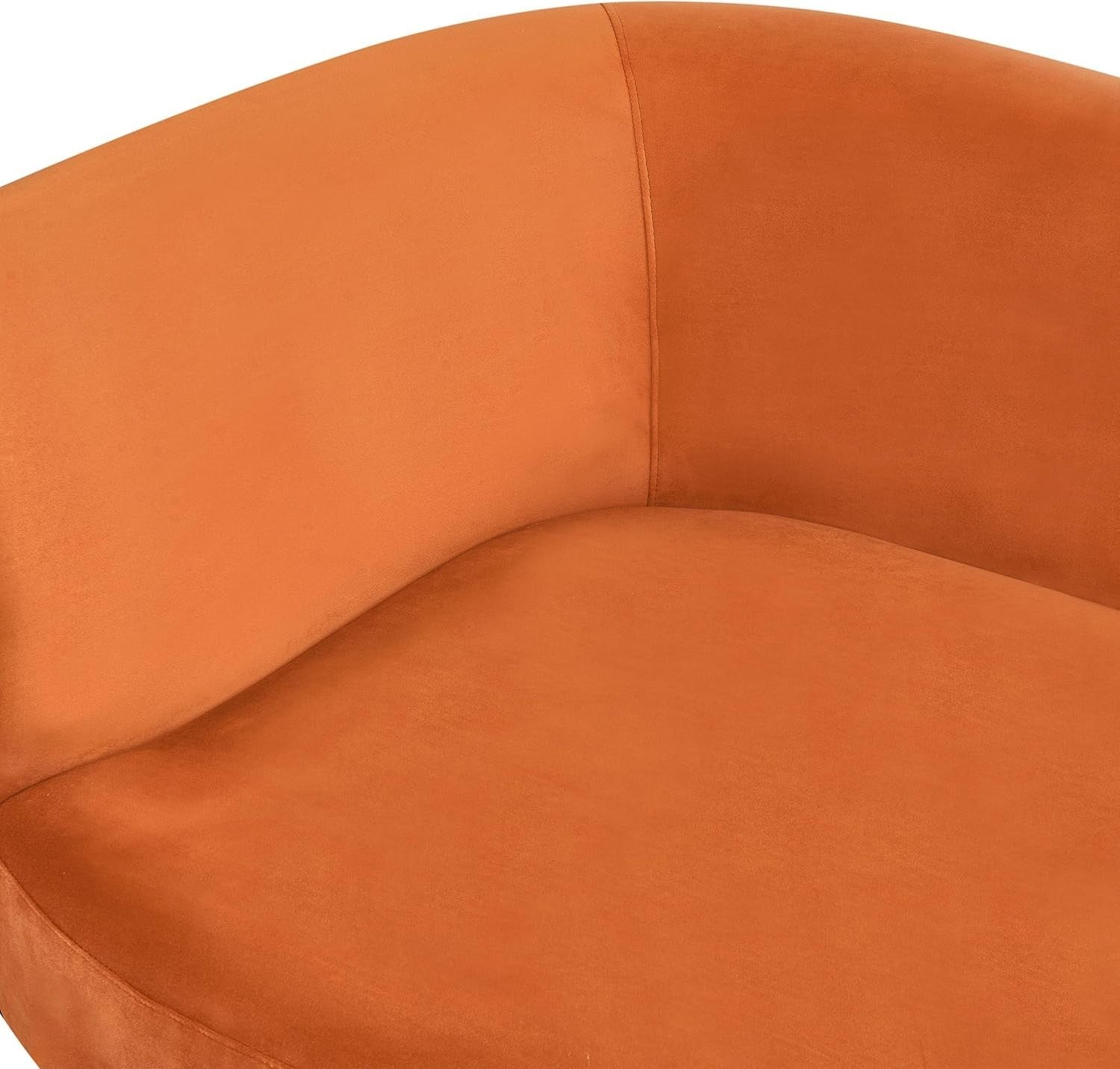 Modern Left Hand Velvet Chaise Lounge Orange with Dark Wood Legs & Pillows