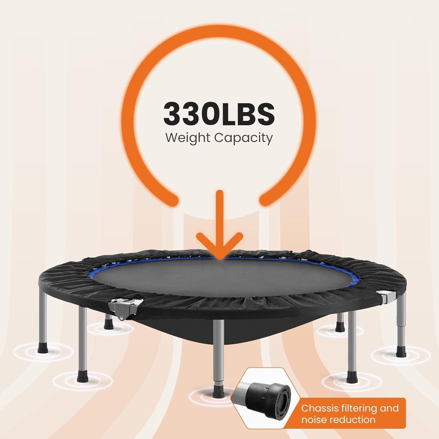 40in Foldable Fitness Rebounder Adjustable Handle Indoor Cardio