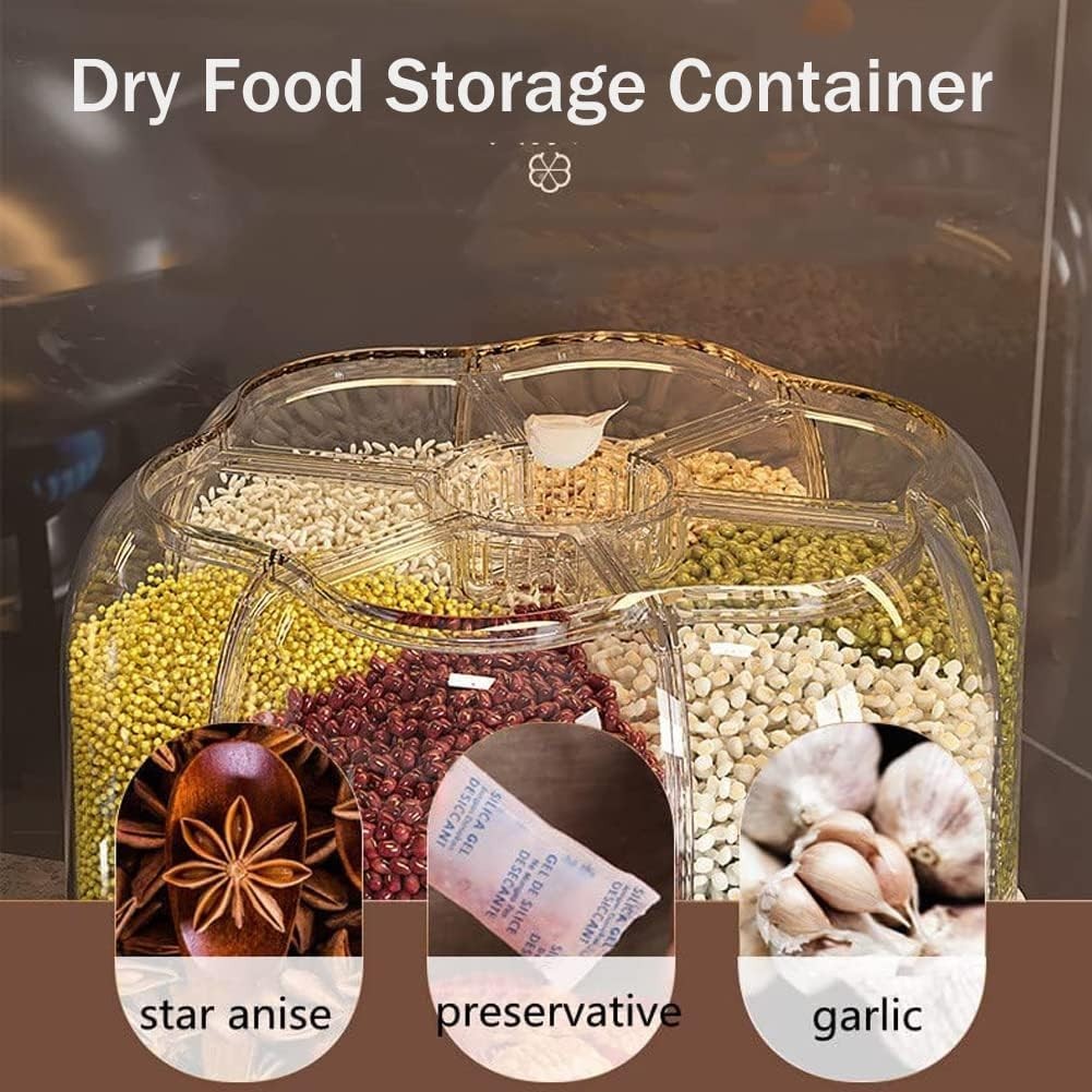 6 Grid 360° Rotating Rice Dispenser Airtight 6.5KG
