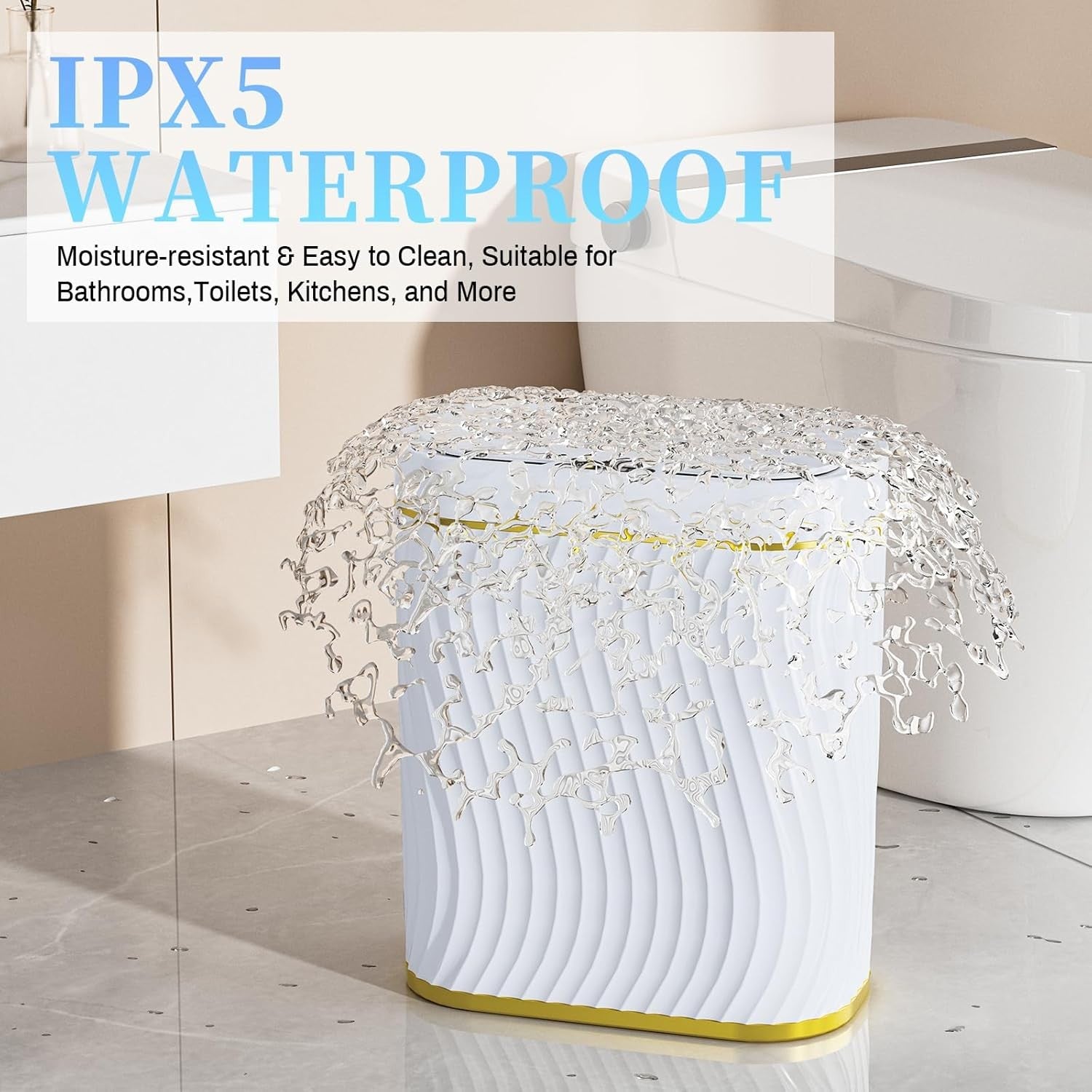 Automatic Touchless Bathroom Bin 2.6 Gallon Motion Sensor Slim White