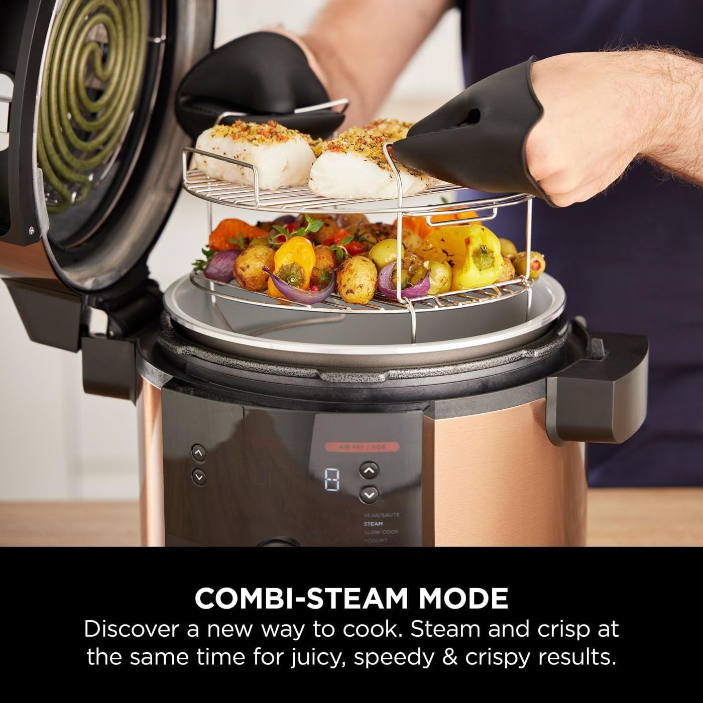 14in1 SmartLid Multi Cooker Air Fryer 7.5L Pressure Grill Bake Steam