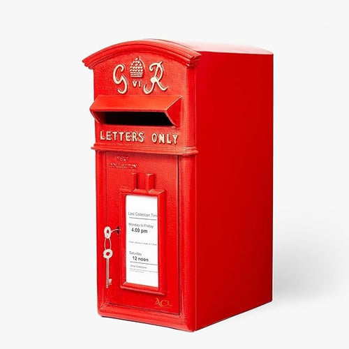 Lockable Cast Iron Wall Mounted Post Box – Weatherproof Royal Mailbox Red