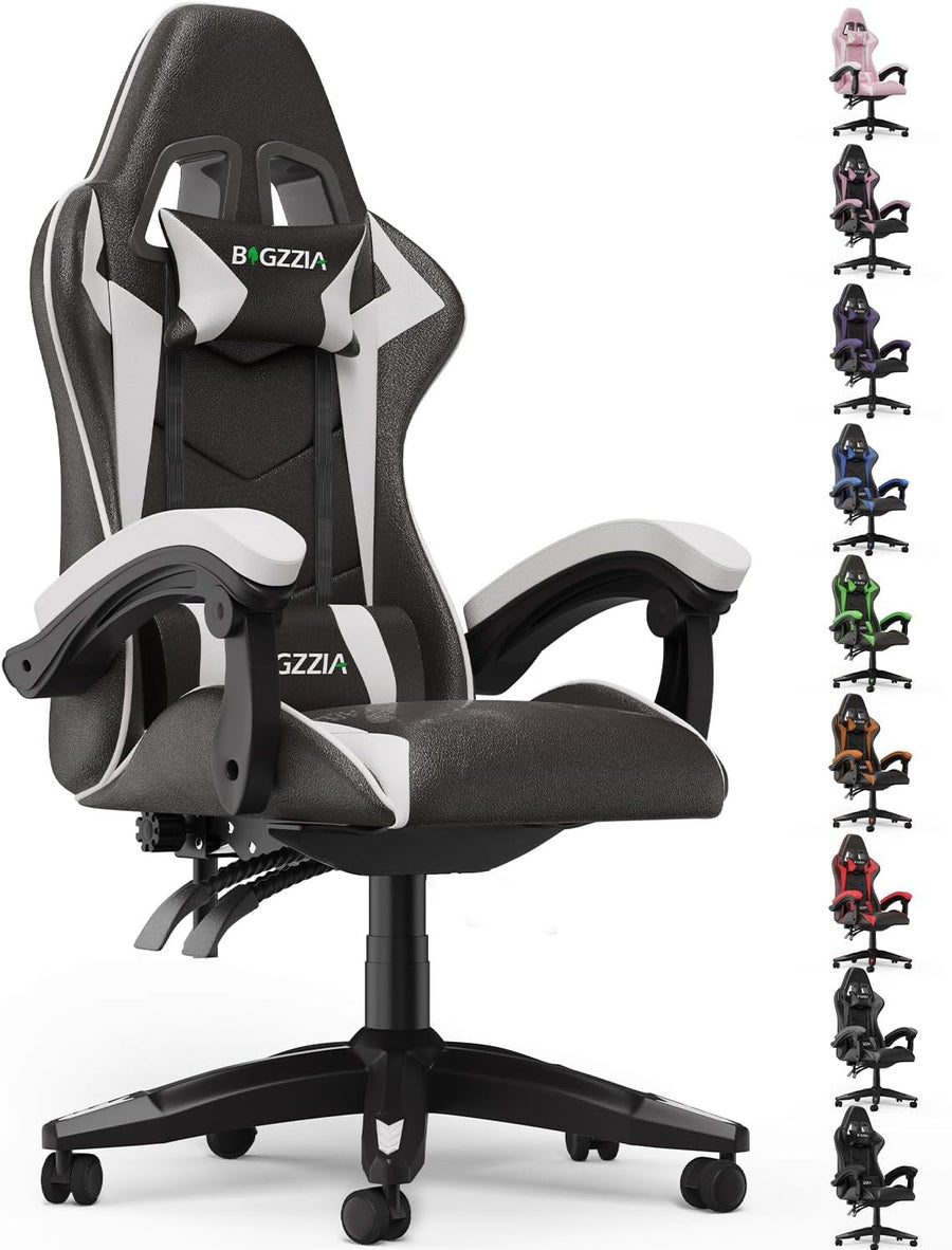 White Gaming Chair Reclining Ergonomic Swivel Office Desk Seat