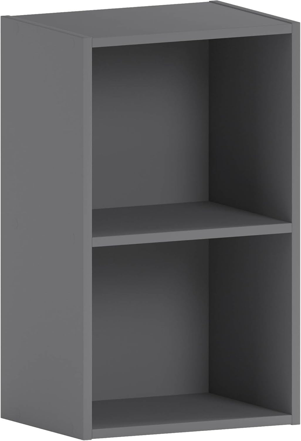 2 Tier Grey Wooden Cube Bookcase Small Storage Shelf for Living Room Office