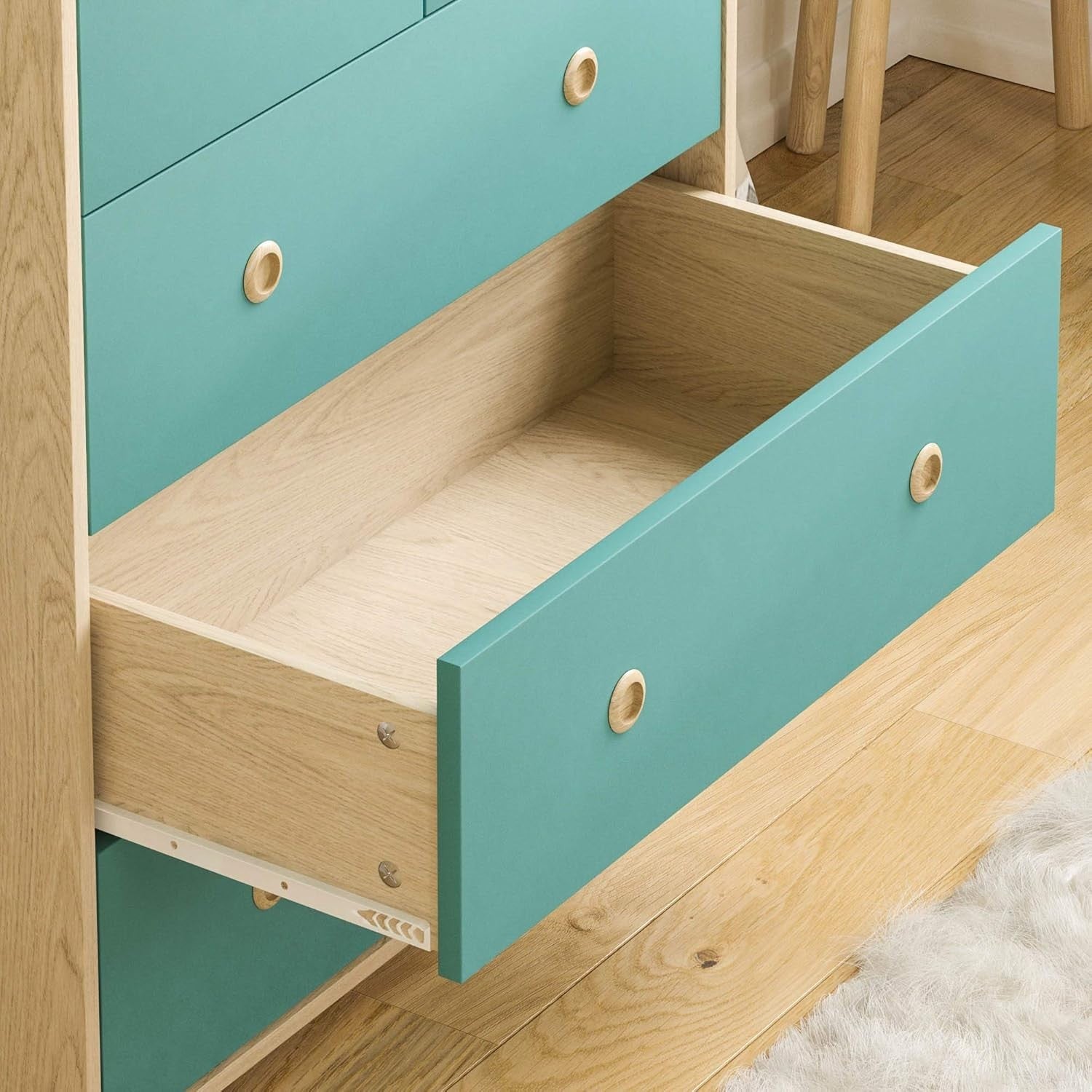 5 Drawer Chest Modern Bedroom Storage Cabinet Kids Furniture Blue Oak