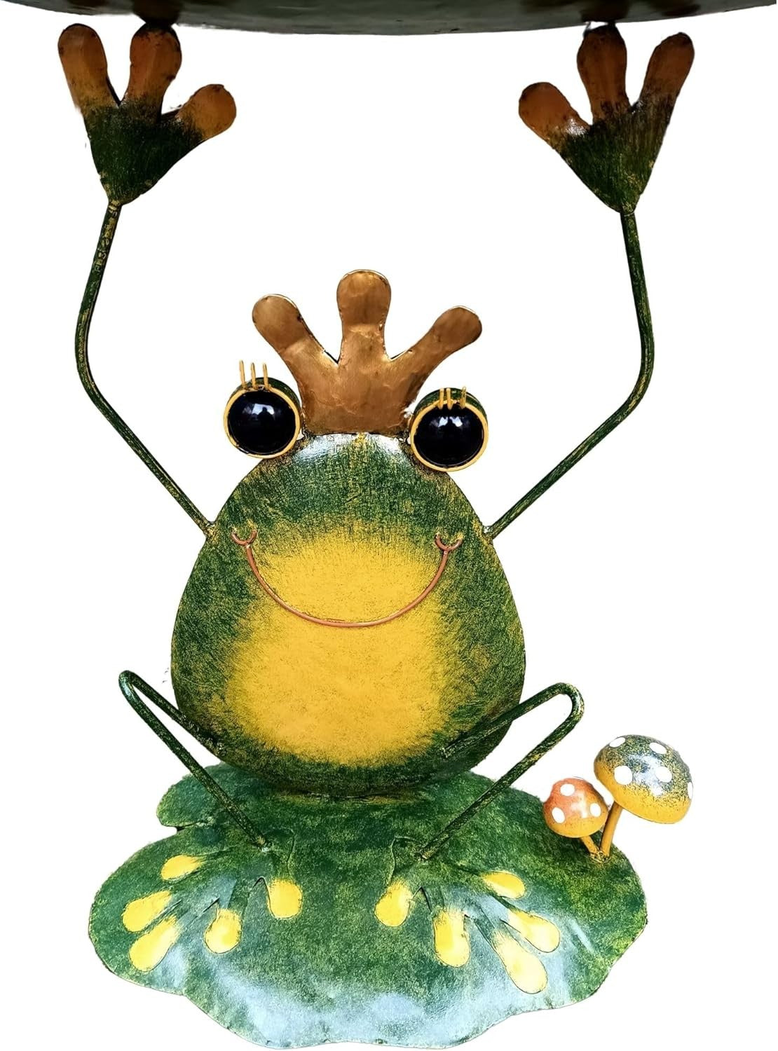 Decorative Metal Frog Bird Bath Feeder Outdoor Garden Ornament Lawn Decor
