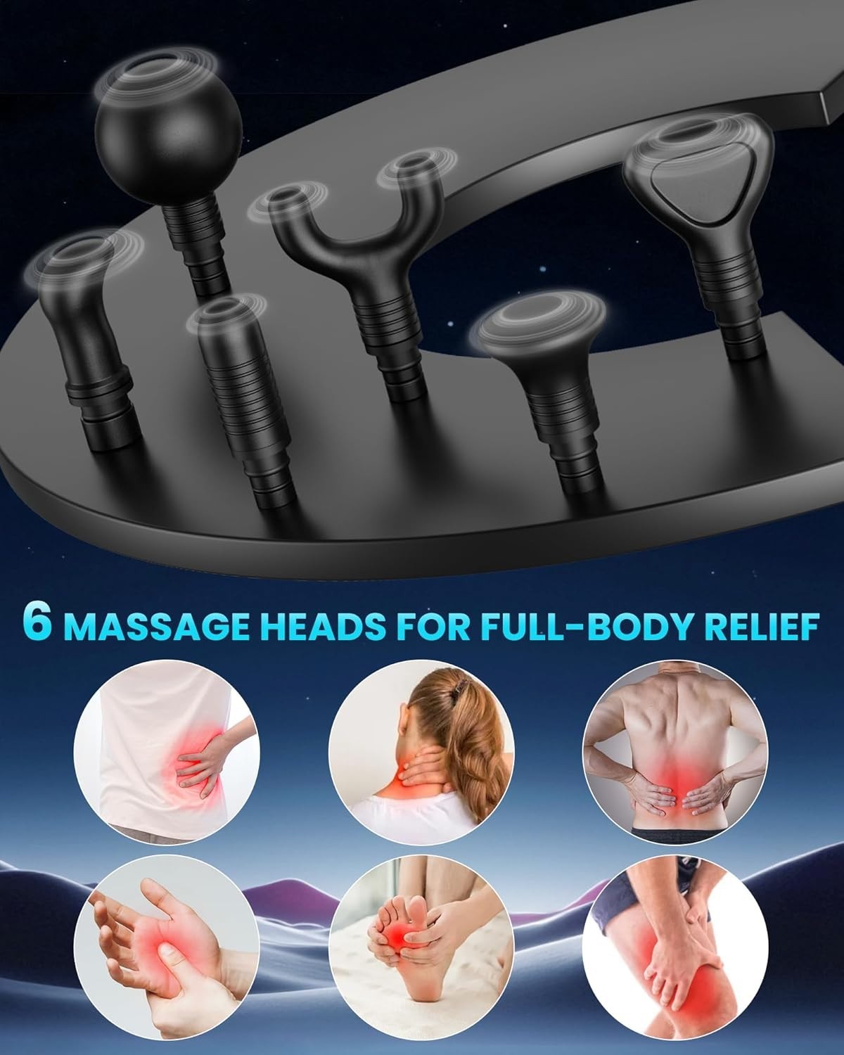Deep Tissue Massage Gun Percussion Muscle Relief 30 Speeds 6 Heads Quiet