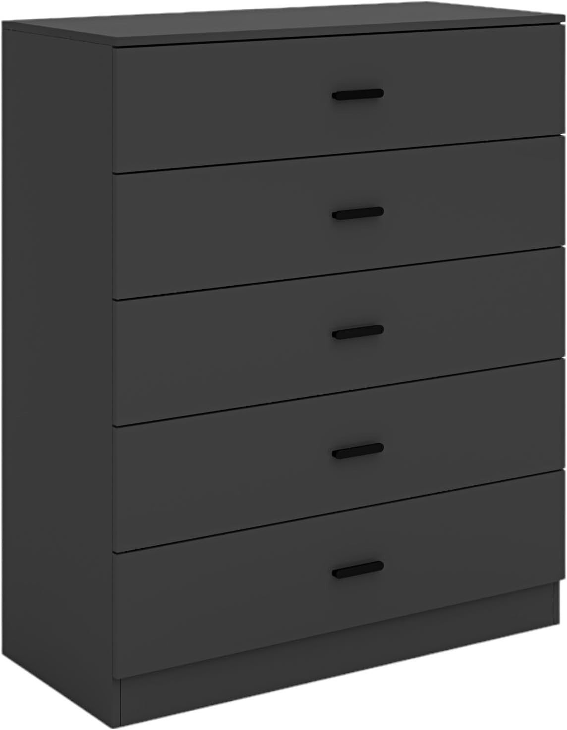 5 Drawer Black Wooden Chest Bedroom Storage Cabinet Polished Finish