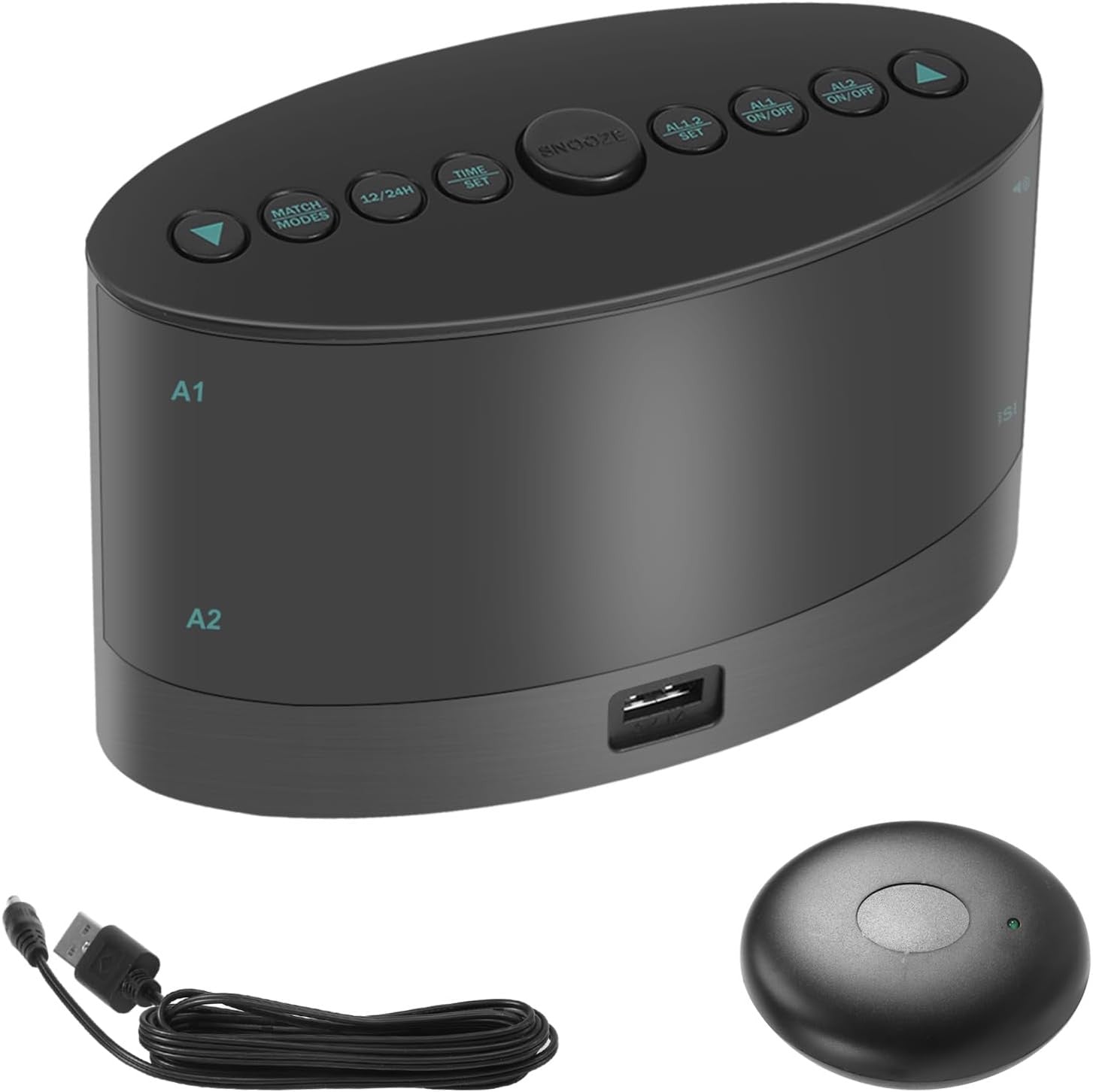 Extra Loud Alarm Clock with Bed Shaker Wireless Heavy Sleepers Black