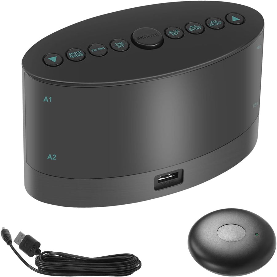 Extra Loud Alarm Clock with Bed Shaker Wireless Heavy Sleepers Black