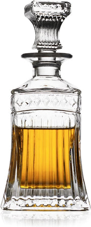 Striped Whiskey Decanter 18oz Premium Glass Liquor Bottle with Stopper Gift