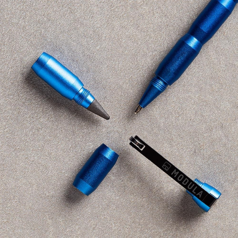 Multifunctional Stylus Pen Blue Aluminum Precision Smooth Writing Tool