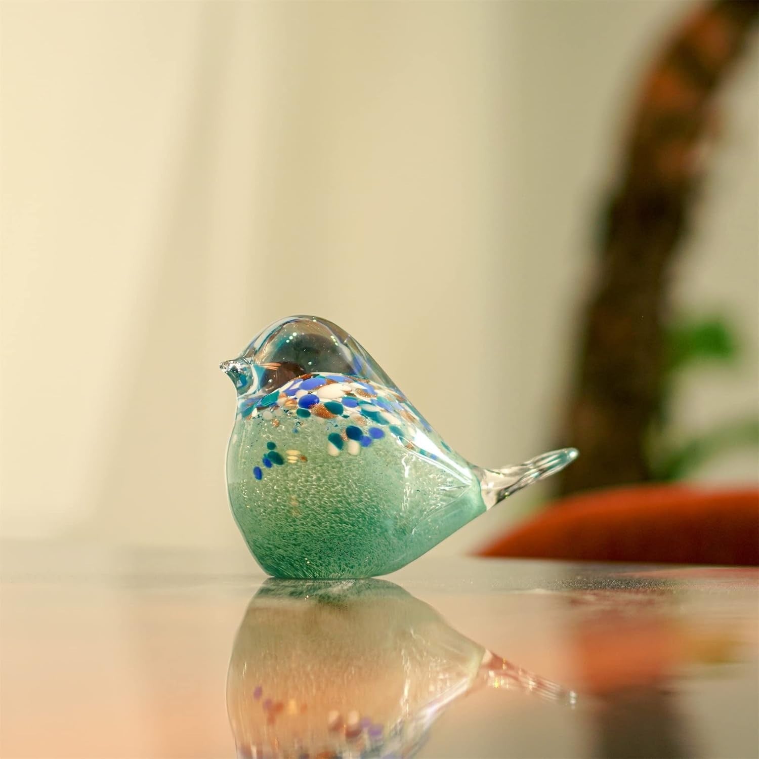 Handmade Glass Bird Ornament | Blown Glass Figurine Paperweight Art Decor Gift