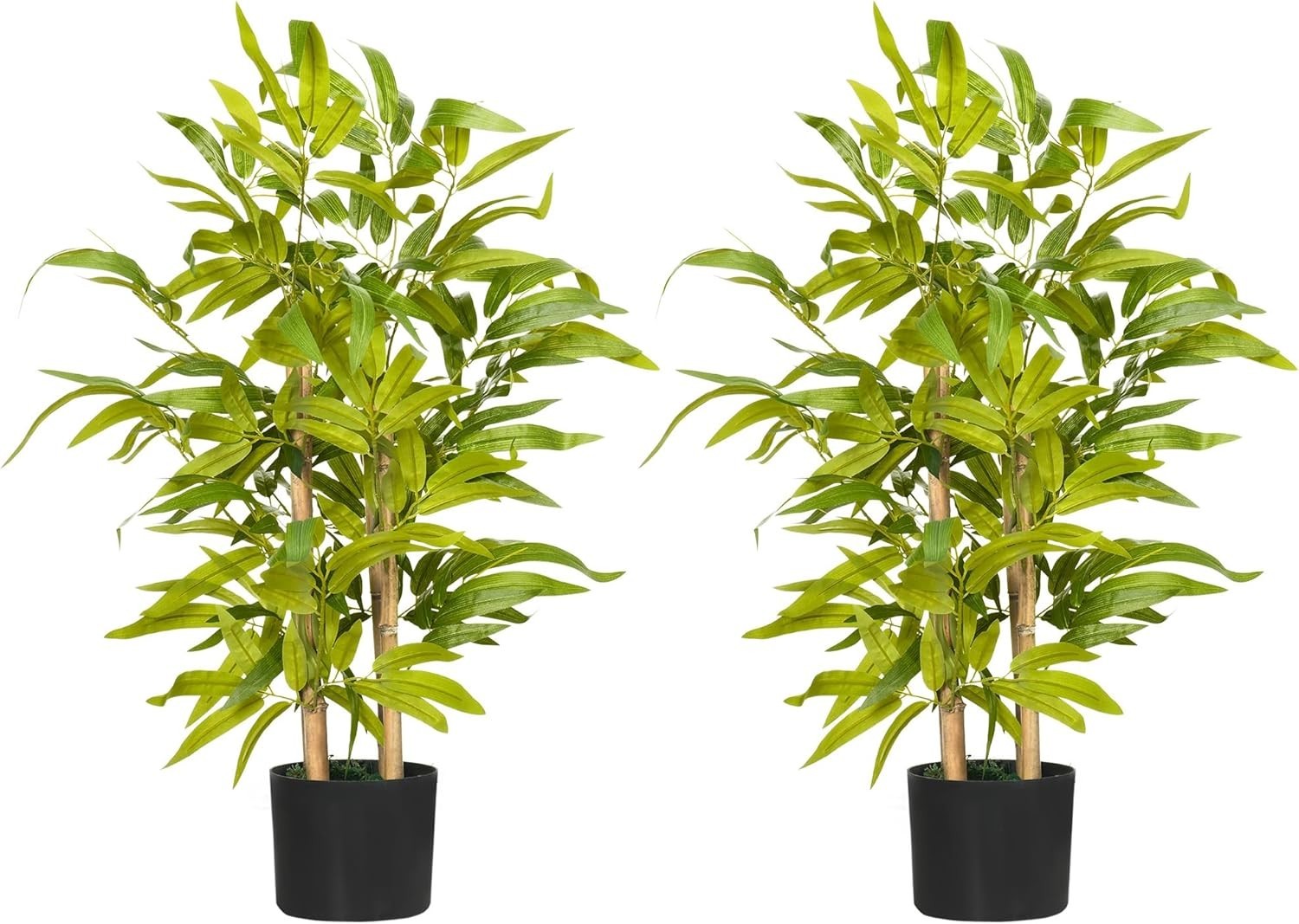 Set of 2 Artificial Bamboo Plants 60cm Fake Indoor Outdoor Decorative Trees