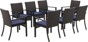 Outdoor Rattan Patio Chairs Set of 8 with Cushions Weatherproof Garden Seats