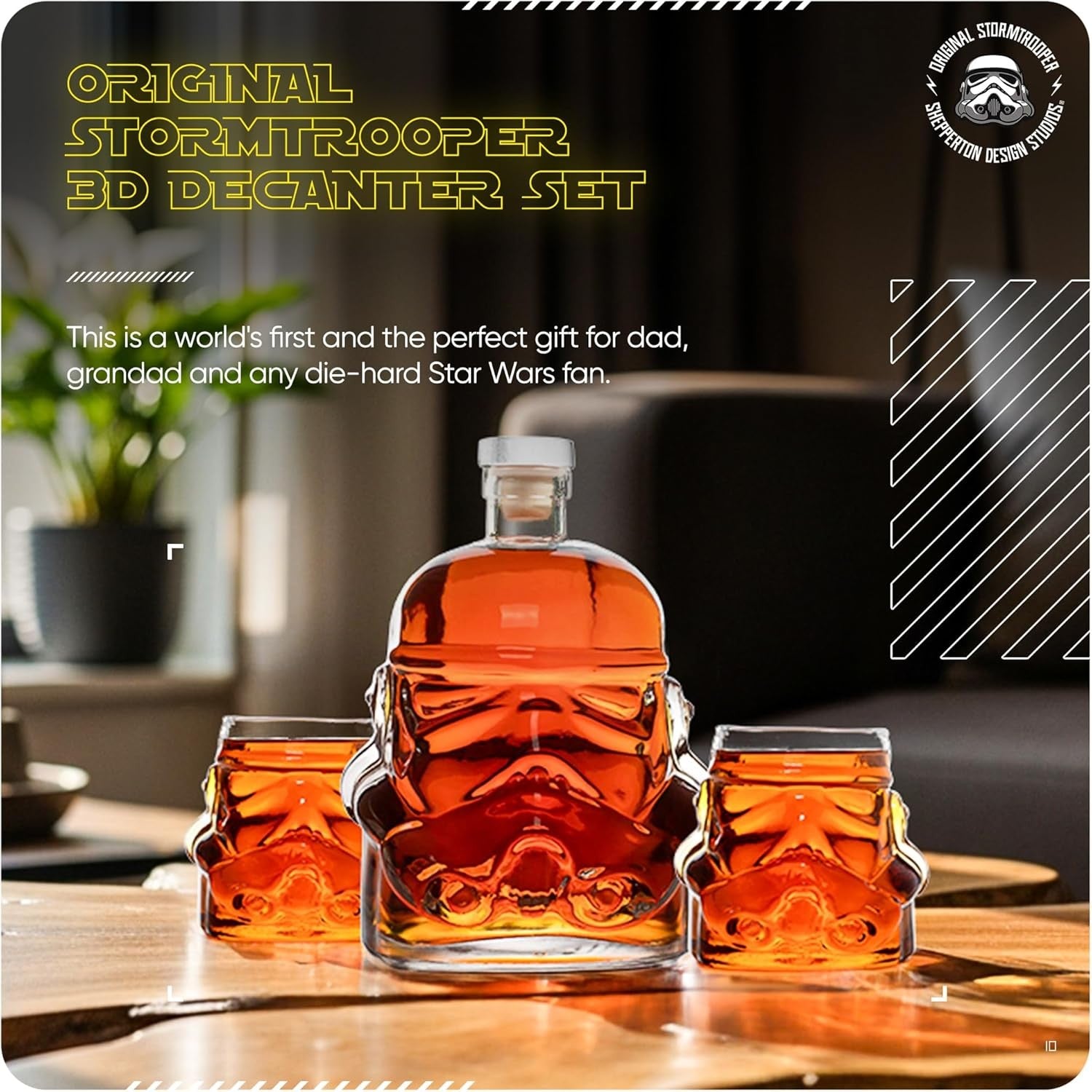 Stormtrooper Whiskey Decanter 750ml + 2 Glasses Set | Unique 3D Helmet Gift