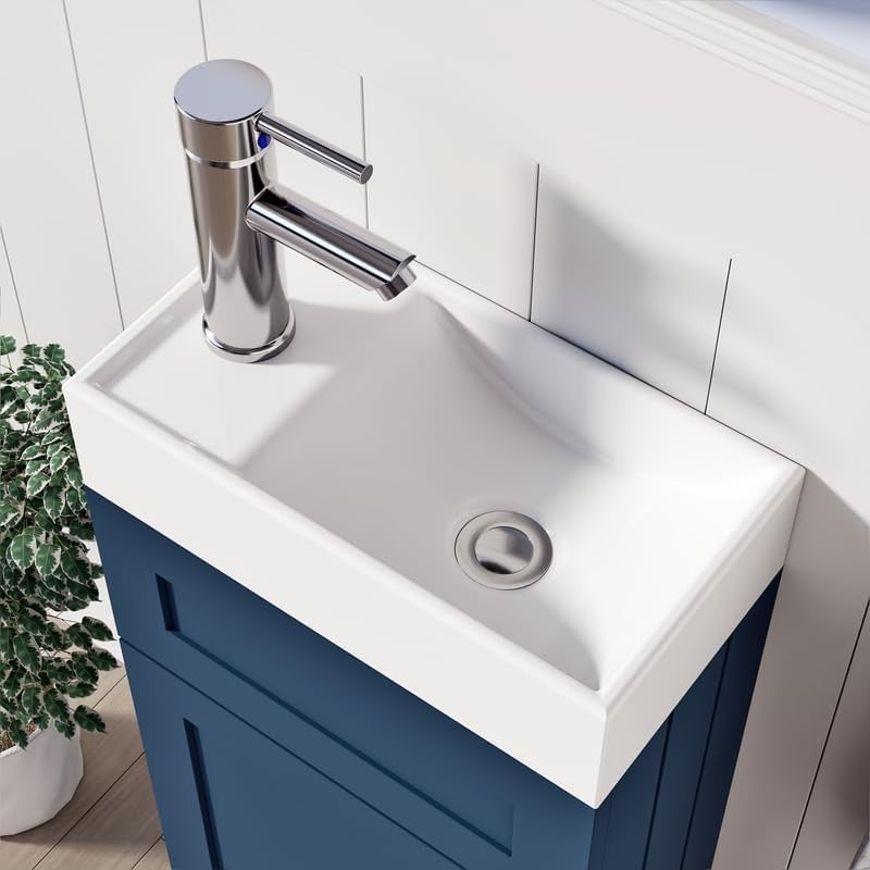 Navy Blue Cloakroom Vanity Unit with Basin, Trap & Waste – 40cm Under Sink