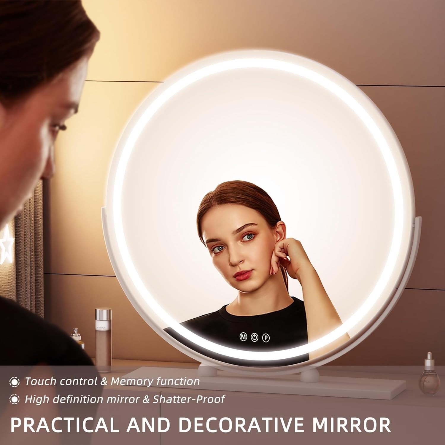 LED Vanity Mirror 60x60cm with Dimmable Lights & Smart Touch Control