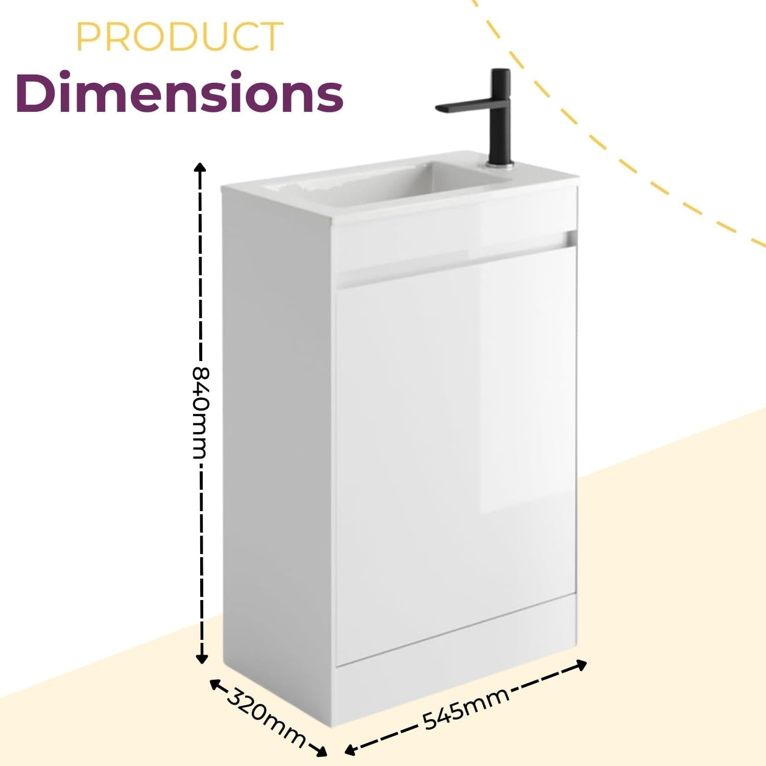 550mm White Gloss Cloakroom Vanity Unit with Ceramic Basin & Soft Close Door