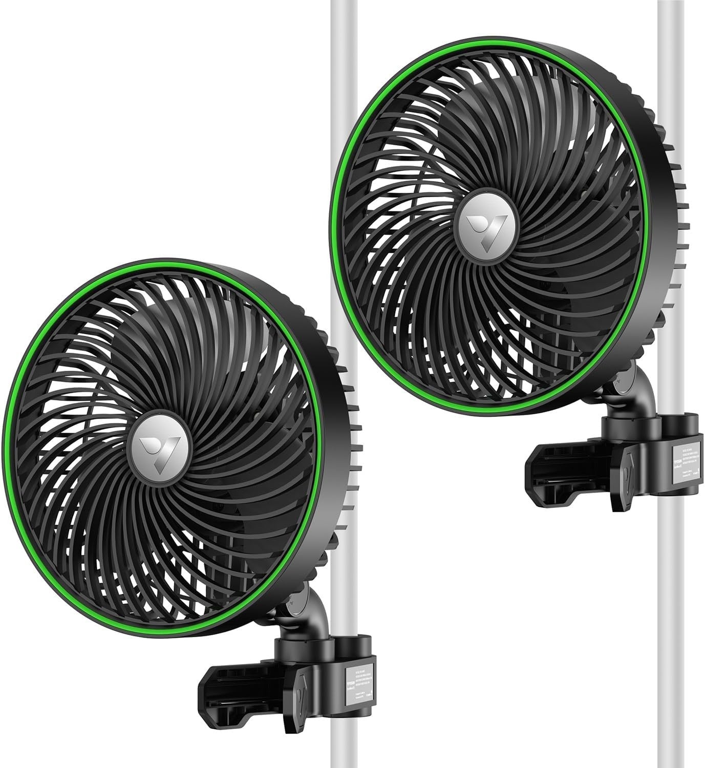 Black 2-Pack Smart WiFi Clip-On Fans – 6" Oscillating EC Motor Quiet Cooling