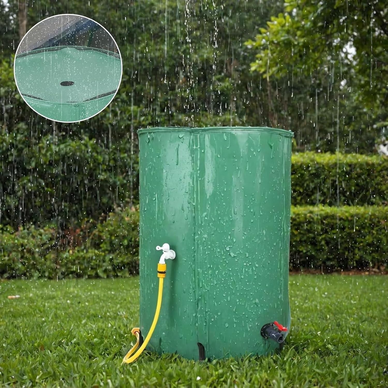 50L Foldable Rainwater Collection Tank, Portable Garden Water Butt, PVC