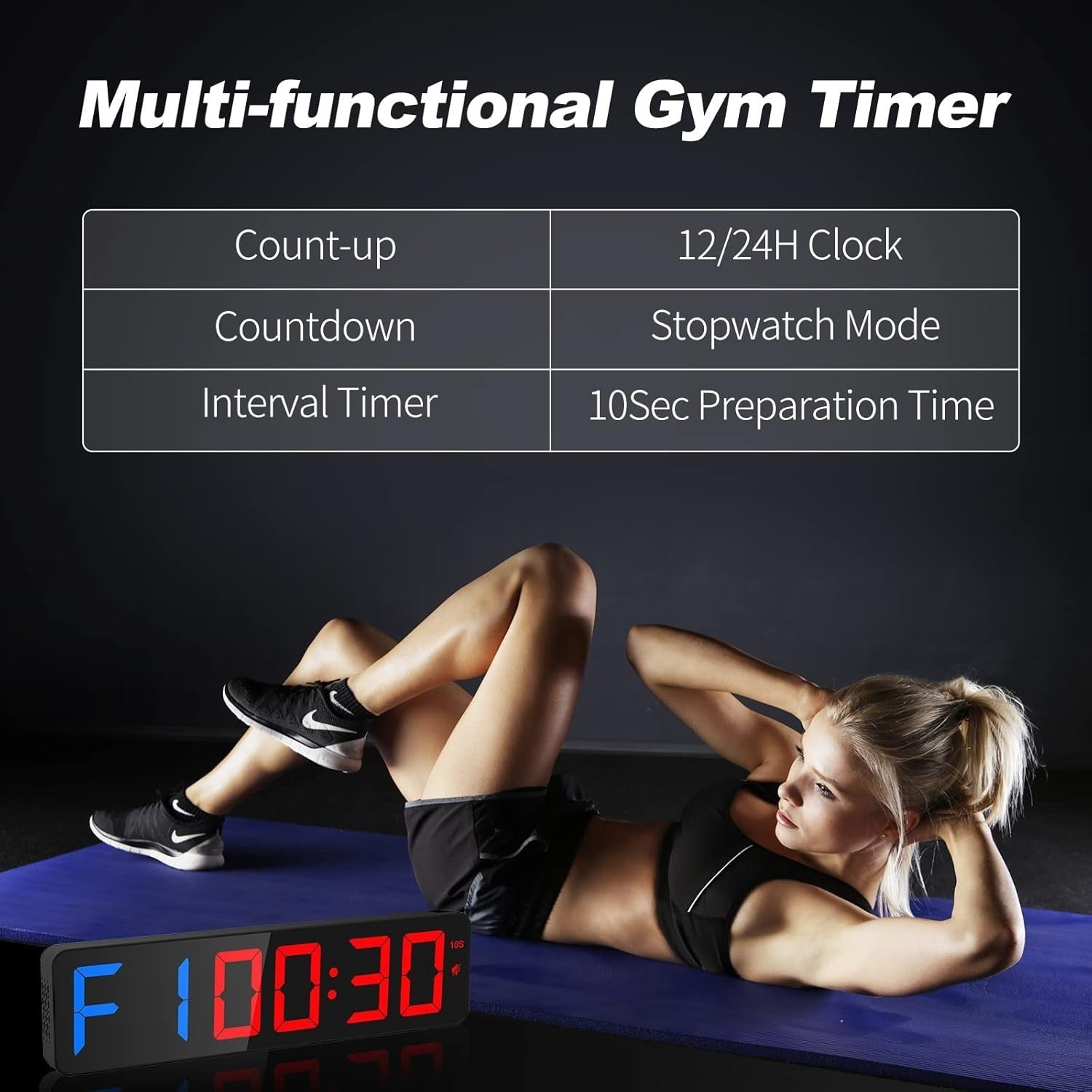 15" LED Gym Timer Digital Wall Clock Interval Stopwatch Countdown Remote
