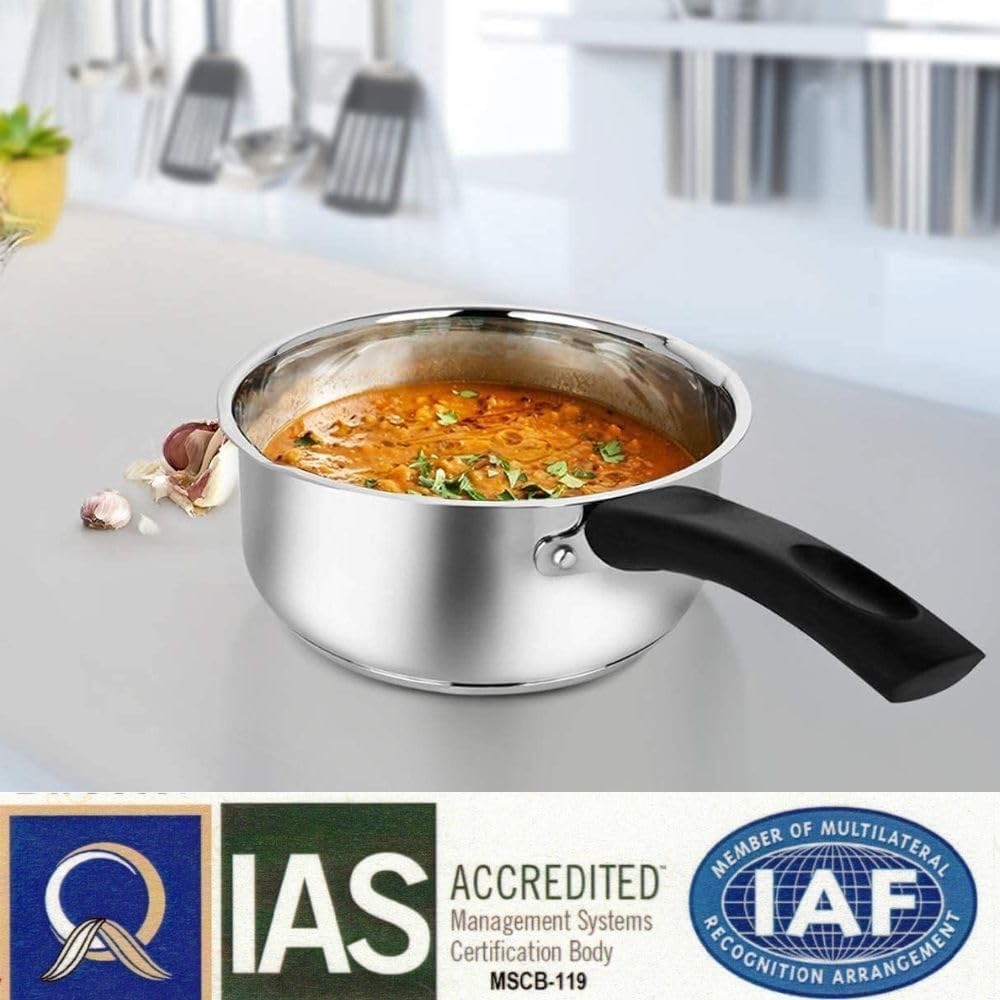20cm Stainless Steel 2.5 Litre Saucepan with Glass Lid Induction Dishwasher Safe